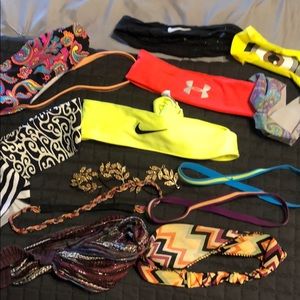 Lot of various headbands, mostly running headbands